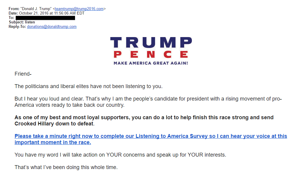 Trump email survey