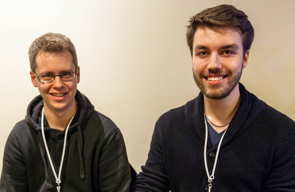 Niklas Baumstark (left) and Samuel Gross of Germany earned $28,000 for their takedown of Apple's Safari browser. Photo by Seth Rosenblatt/The Parallax.